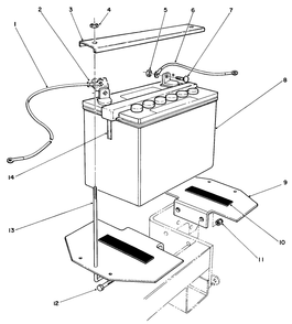 Battery Assembly Diagram and Parts List for 30180 100001 - 199999 Toro Lawn Tractor Accessories