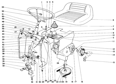 Steering And Transmission Assembly Diagram and Parts List for 57111 1000001 - 1999999 Toro Lawn Tractor