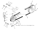 Drive Belt And Pulleys Diagram and Parts List for R1-16O802 1990 Toro Lawn Tractor