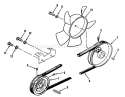 Drive Belt And Pulleys Diagram and Parts List for R1-20OE02 2000001-2999999 - 1992 Toro Lawn Tractor