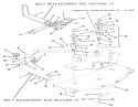 Mower Spindle And Belts Diagram and Parts List for Z1-18KE01 1986 Toro Lawn Tractor