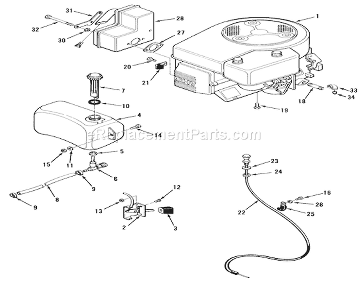 Engine, Fuel & Exhaust Systems-612-Z Diagram and Parts List for Y1-12OE01 1990 Toro Lawn Tractor