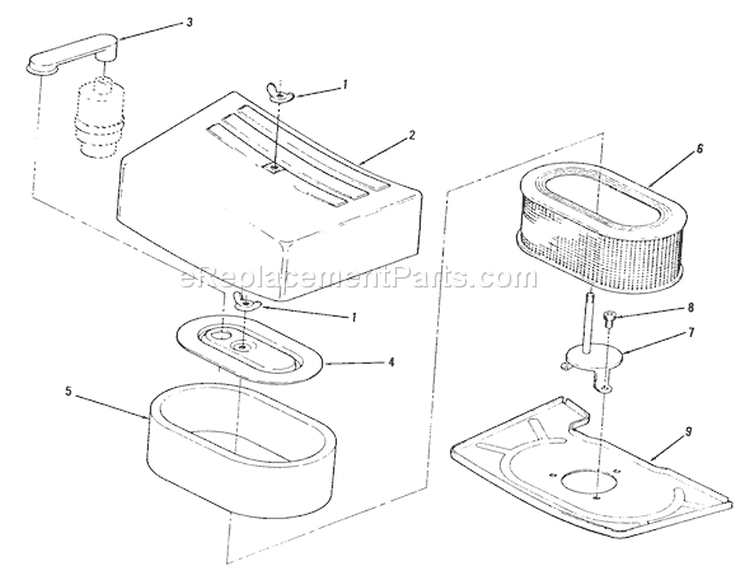 Section 9-Air Cleaner Diagram and Parts List for Y1-16OE01 1989 Toro Lawn Tractor