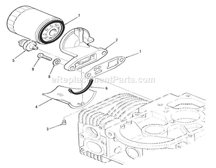 Section 9-Oil Filter Diagram and Parts List for Y1-16OE01 1989 Toro Lawn Tractor