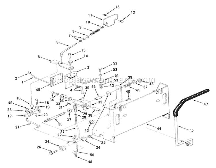 Section 6-Transmission Controls Diagram and Parts List for Y1-16OE01 1989 Toro Lawn Tractor