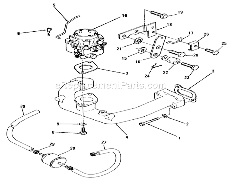 Carburetor And Intake Manifold-616-Z Diagram and Parts List for Y1-16OE02 1990 Toro Lawn Tractor
