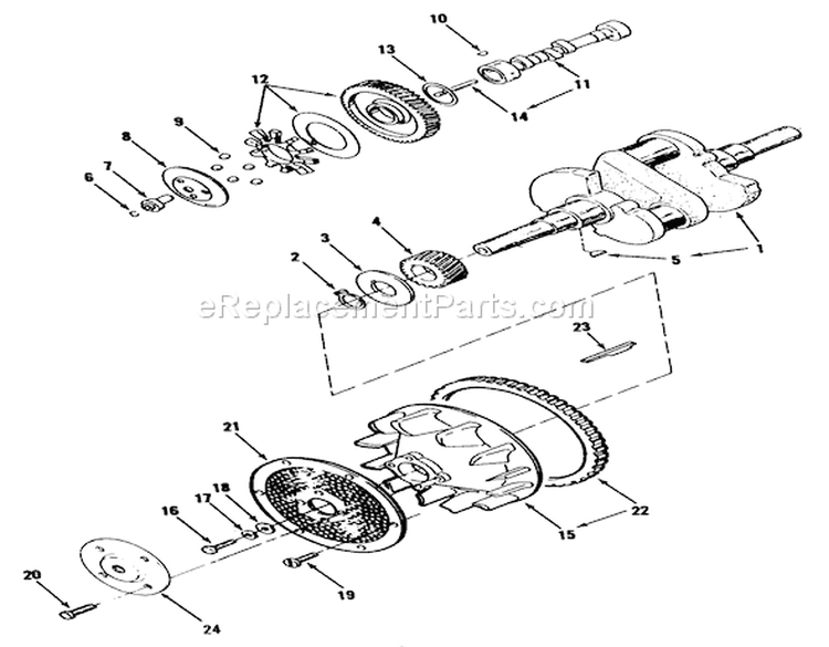 Crankshaft, Camshaft And Flywheel-616-Z Diagram and Parts List for Y1-16OE02 1990 Toro Lawn Tractor