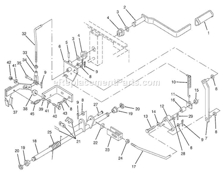 Parking Brake Assembly Diagram and Parts List for Y1-16OEE4 2000001-2999999 - 1992 Toro Lawn Tractor
