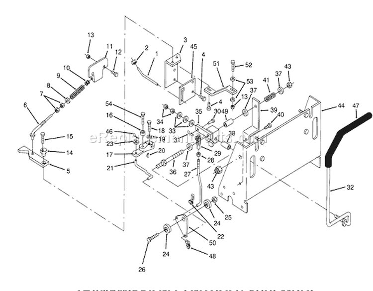 Transmission Controls Assembly Diagram and Parts List for Y1-16OEE4 2000001-2999999 - 1992 Toro Lawn Tractor