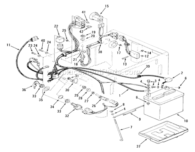 Electrical System Diagram and Parts List for Y1-12OE02 1000001-1999999 - 1991 Toro Lawn Tractor