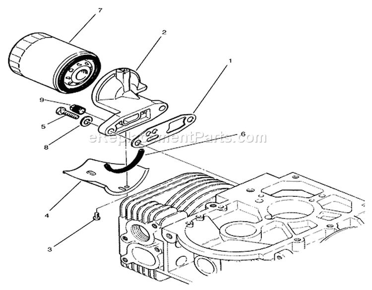 Oil Filter Assembly Diagram and Parts List for Y1-20OE03 2000001-2999999 - 1992 Toro Lawn Tractor