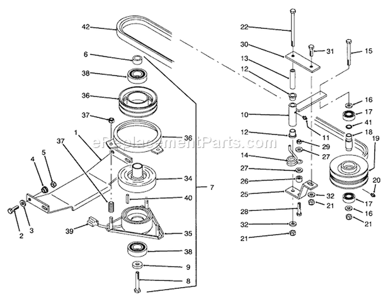 Pto Electric Clutch & Drive Assembly Diagram and Parts List for Y1-20OE03 2000001-2999999 - 1992 Toro Lawn Tractor