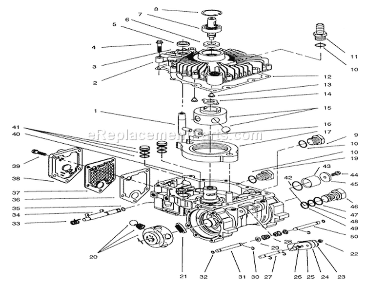 Transmission Assembly Eaton Diagram and Parts List for Y1-20OE03 2000001-2999999 - 1992 Toro Lawn Tractor
