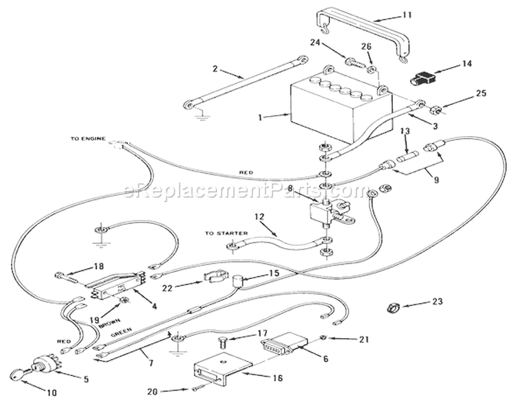 Electrical System Diagram and Parts List for Z1-18KE01 1986 Toro Lawn Tractor