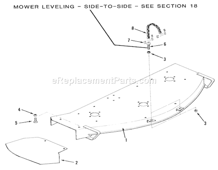 Mower Deck Diagram and Parts List for Z1-18KE01 1986 Toro Lawn Tractor