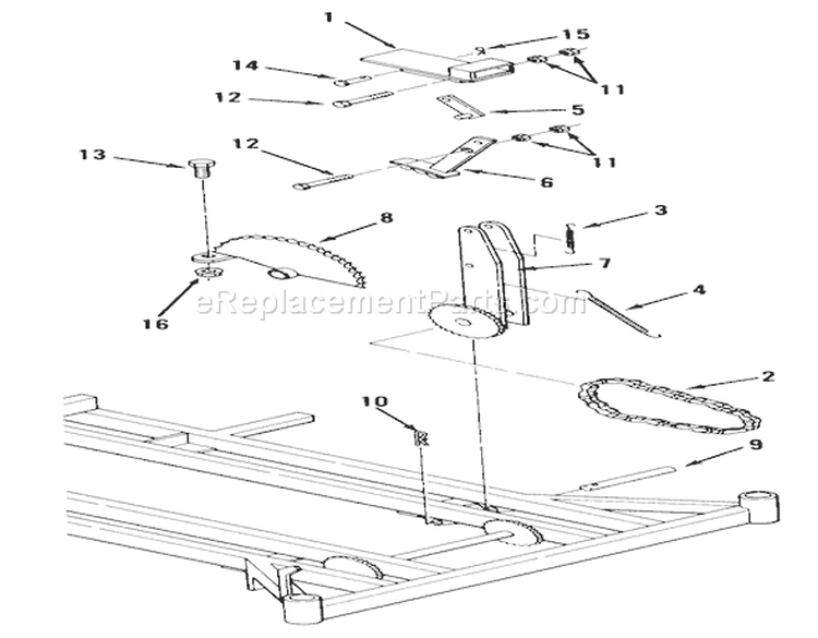 Mower Height Control Diagram and Parts List for Z1-18KE01 1986 Toro Lawn Tractor