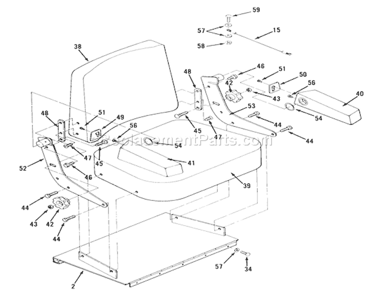 Seat Diagram and Parts List for Z1-18KE02 1987 Toro Lawn Tractor