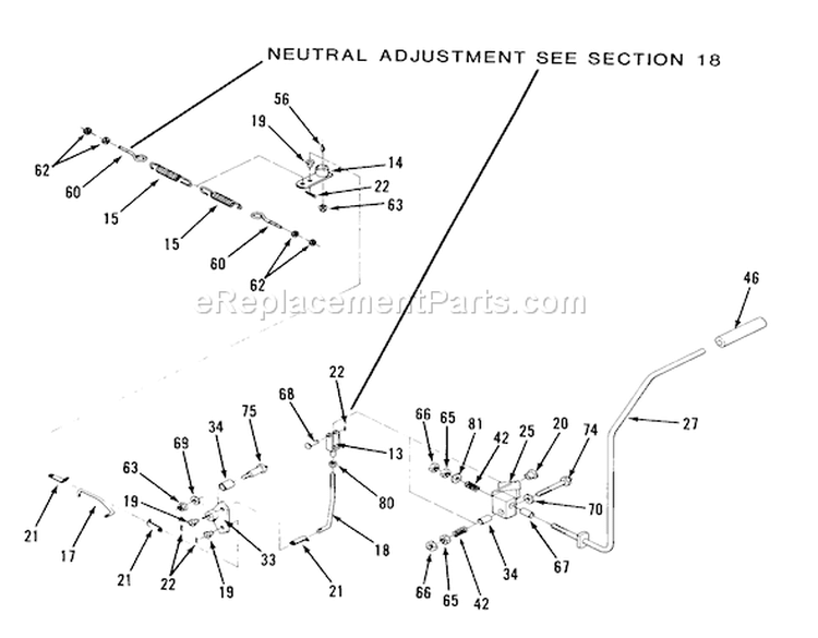 Transmission Drive Linkage Diagram and Parts List for Z1-18KE02 1987 Toro Lawn Tractor
