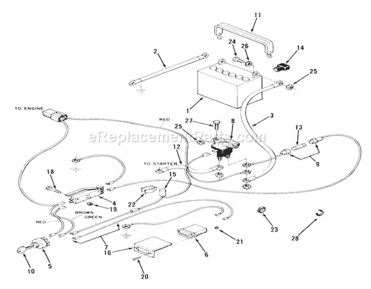 Electrical System Diagram and Parts List for Z1-18KE02 1987 Toro Lawn Tractor