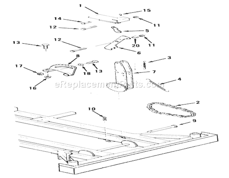 Mower Height Control Diagram and Parts List for Z1-18KE02 1987 Toro Lawn Tractor
