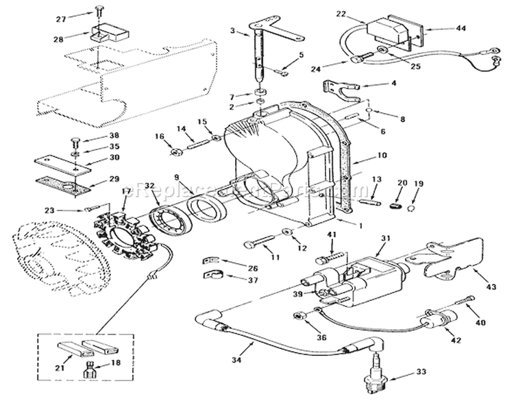 Gearcase And Ignition Controls Diagram and Parts List for Z1-24OE03 1990 Toro Lawn Tractor