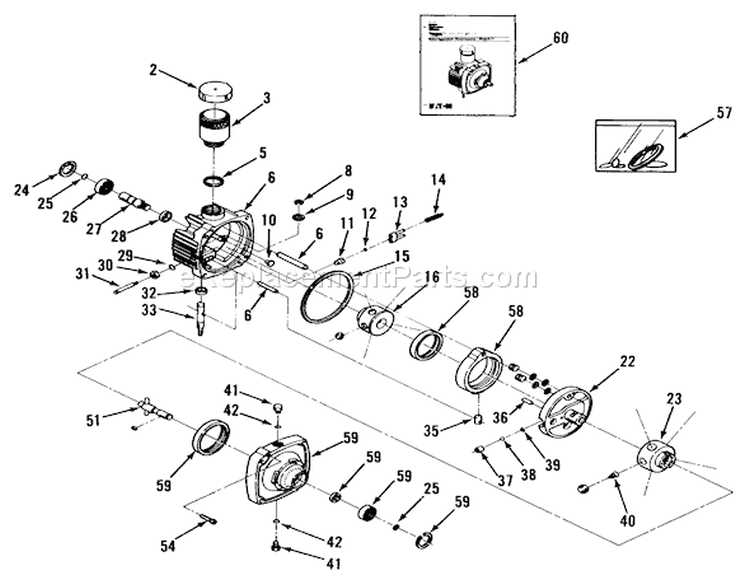Hydrostatic Transmission Diagram and Parts List for Z1-24OE03 1990 Toro Lawn Tractor