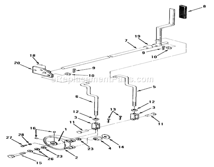 Parking Brake Diagram and Parts List for Z1-24OE03 1990 Toro Lawn Tractor