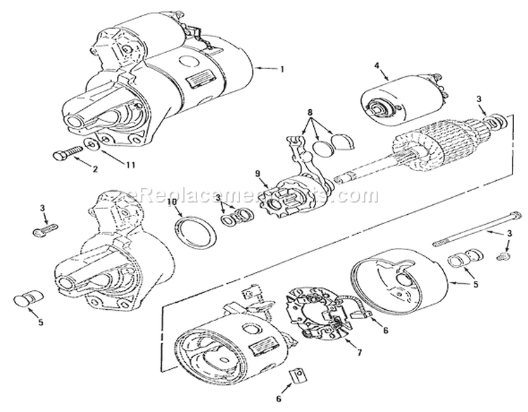 Starter Diagram and Parts List for Z1-24OE03 1990 Toro Lawn Tractor