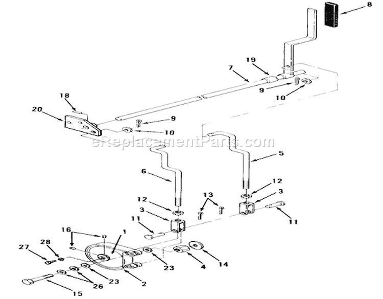 Parking Brake Diagram and Parts List for Z1-24OE04 1000001-1999999 - 1991 Toro Lawn Tractor