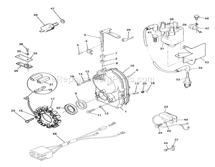 Gearcase And Ignition Controls Diagram and Parts List for Z1-24OE05 2000001-2999999 - 1992 Toro Lawn Tractor