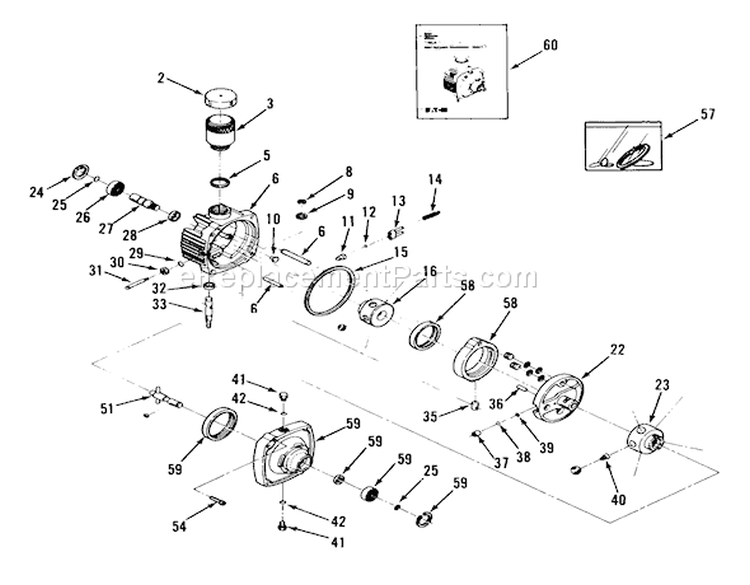 Hydrostatic Transmission Diagram and Parts List for Z1-24OE05 2000001-2999999 - 1992 Toro Lawn Tractor