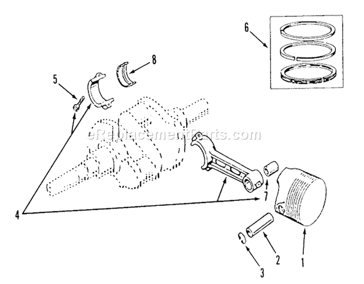 Piston And Rod Diagram and Parts List for Z1-24OE05 2000001-2999999 - 1992 Toro Lawn Tractor