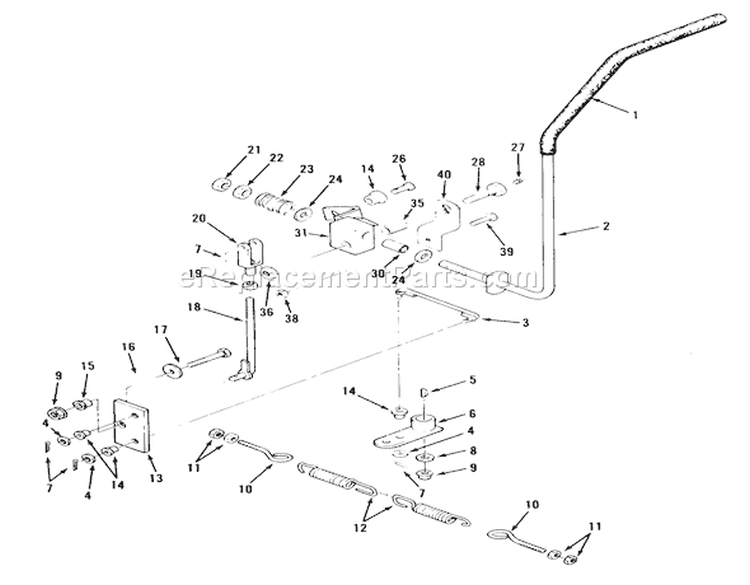 Transmission Drive Linkage Diagram and Parts List for Z1-24OE05 2000001-2999999 - 1992 Toro Lawn Tractor