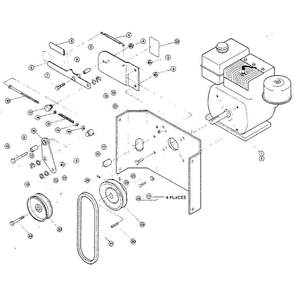 Engine Diagram and Parts List for W403145  Troy-Bilt Chipper Shredder