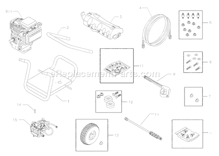 Page B Diagram and Parts List for 020208-0  Troy-Bilt Pressure Washer