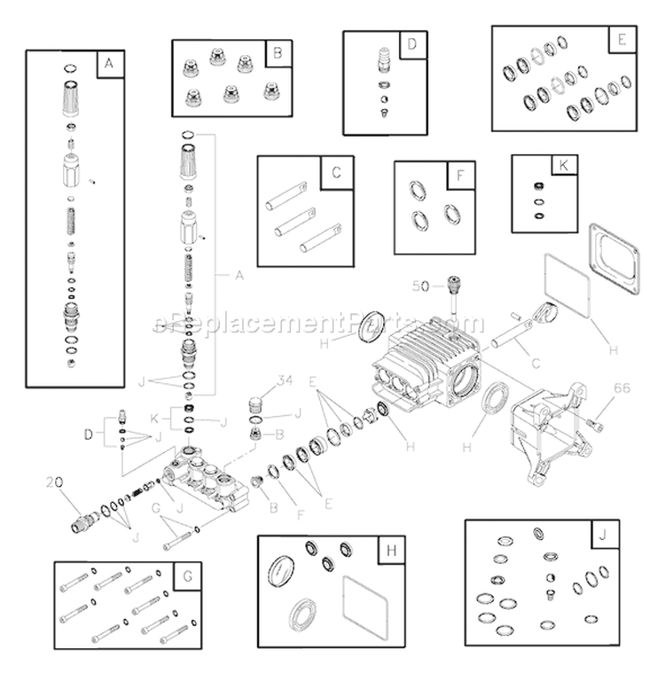Page B Diagram and Parts List for 020210-2  Troy-Bilt Pressure Washer