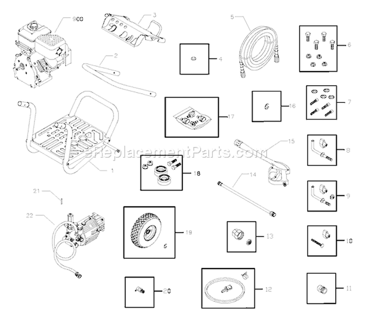 Page A Diagram and Parts List for 020242-1  Troy-Bilt Pressure Washer