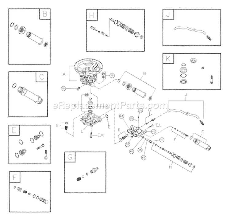 Page B Diagram and Parts List for 020245-0  Troy-Bilt Pressure Washer