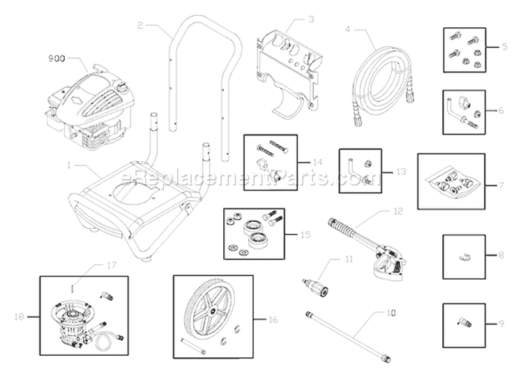 Page A Diagram and Parts List for 020245-1  Troy-Bilt Pressure Washer
