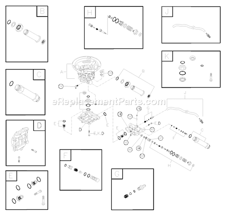 Page B Diagram and Parts List for 020245-2  Troy-Bilt Pressure Washer