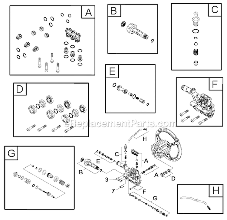 Page B Diagram and Parts List for 020292-0  Troy-Bilt Pressure Washer