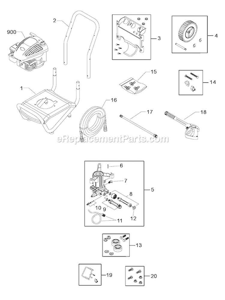 Page A Diagram and Parts List for 020292-2  Troy-Bilt Pressure Washer