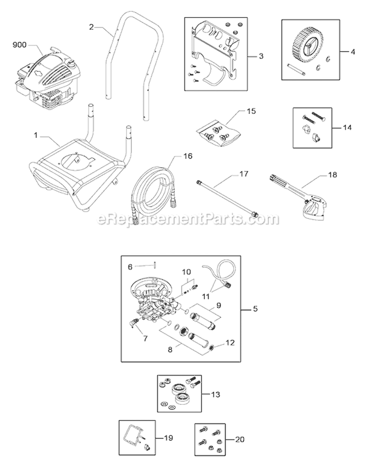 Page A Diagram and Parts List for 020292-3  Troy-Bilt Pressure Washer