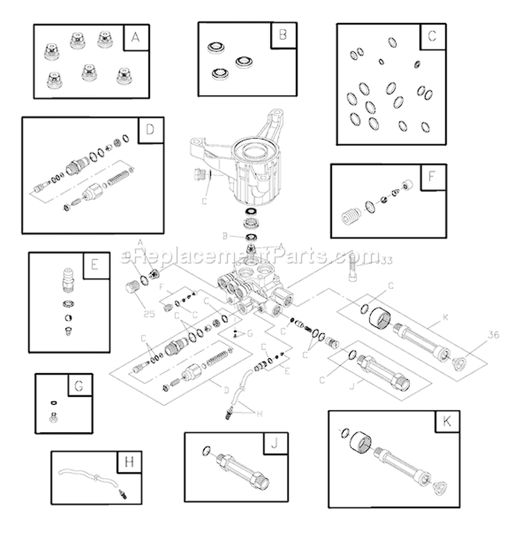 Page B Diagram and Parts List for 020293-2  Troy-Bilt Pressure Washer