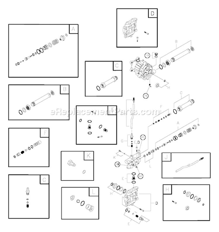 Page B Diagram and Parts List for 020316-0  Troy-Bilt Pressure Washer