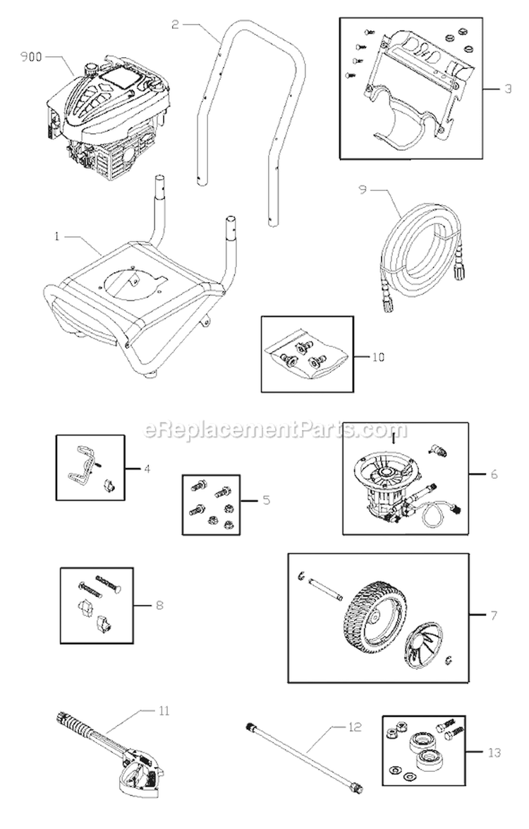 Page A Diagram and Parts List for 020337-0  Troy-Bilt Pressure Washer