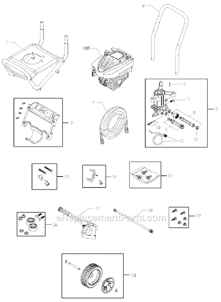 Page A Diagram and Parts List for 020337-2  Troy-Bilt Pressure Washer