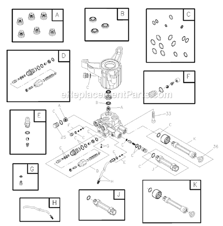 Page B Diagram and Parts List for 020344-0  Troy-Bilt Pressure Washer