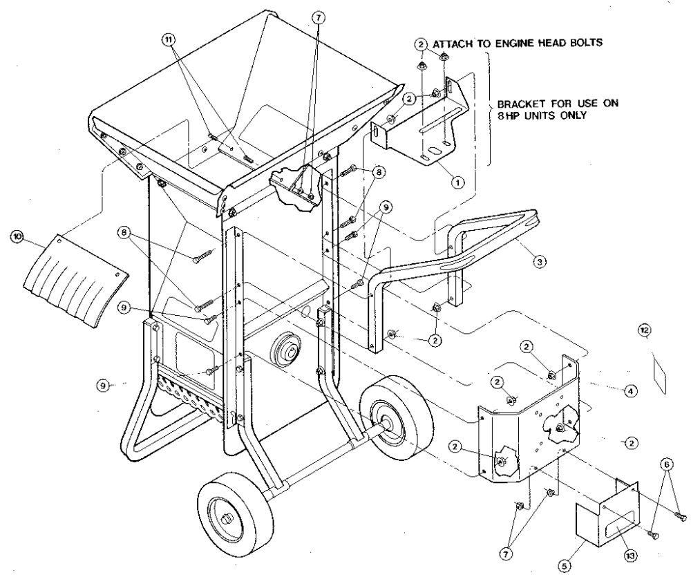 Decals Diagram and Parts List for TOMAHAWK 4HP  Troy-Bilt Chipper Shredder