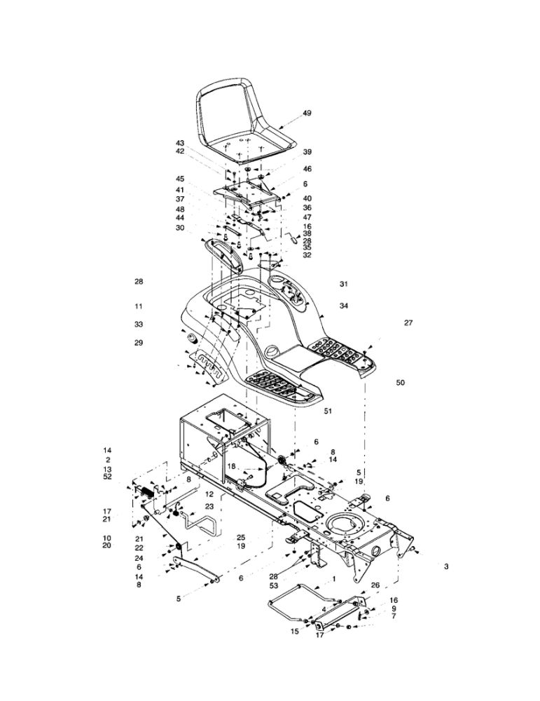 Lift Assembly Diagram and Parts List for 609  Troy-Bilt Lawn Tractor
